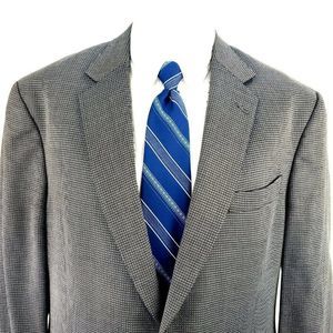 Hart Schaffner Marx 44L 2 Button Check Blue Brown